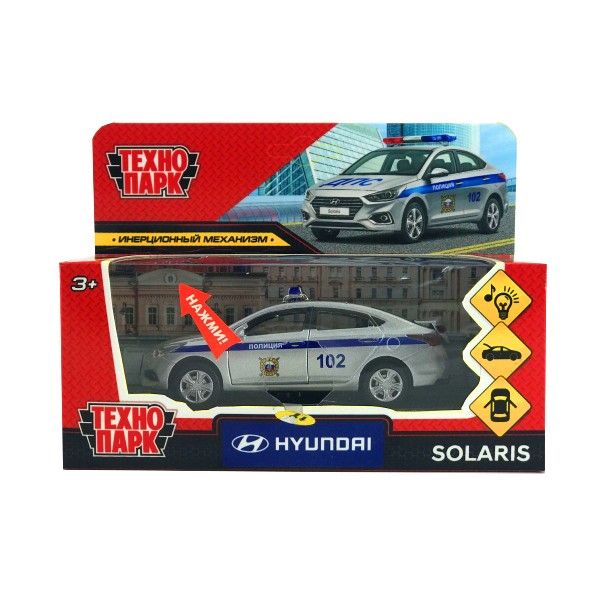 Модель SOLARIS2-12SLPOL-SR HYUNDAI SOLARIS Полиция серебристый Технопарк  в коробке