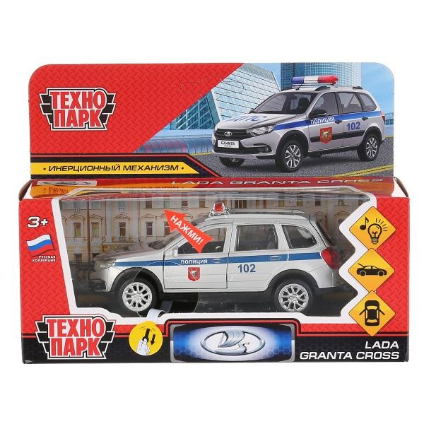 Модель GRANTACRS-12SLPOL-SR Lada Granta Cross 2019 Полиция серебристый Технопарк  в коробке