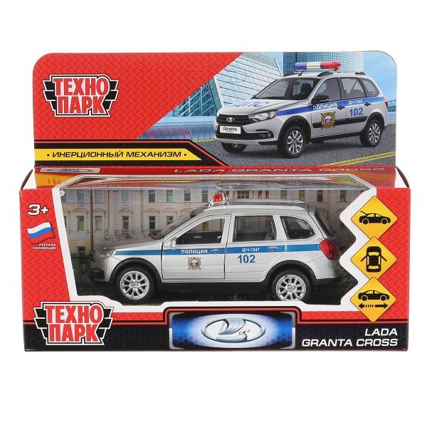 Модель GRANTACRS-12POL-SR Lada Granta Cross 2019 Полиция серебристый Технопарк  в коробке