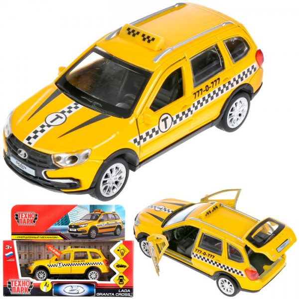 Модель GRANTACRS-12SLTAX-YE Lada Granta Cross 2019 Такси желтый Технопарк  в коробке