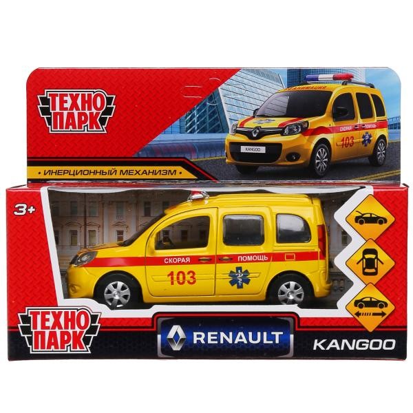 Модель KANGOO-12AMB-YE RENAULT KANGOO Реанимация желтый Технопарк  в коробке
