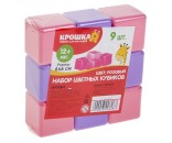 Набор кубиков 9 шт 6 см розовые 2390628