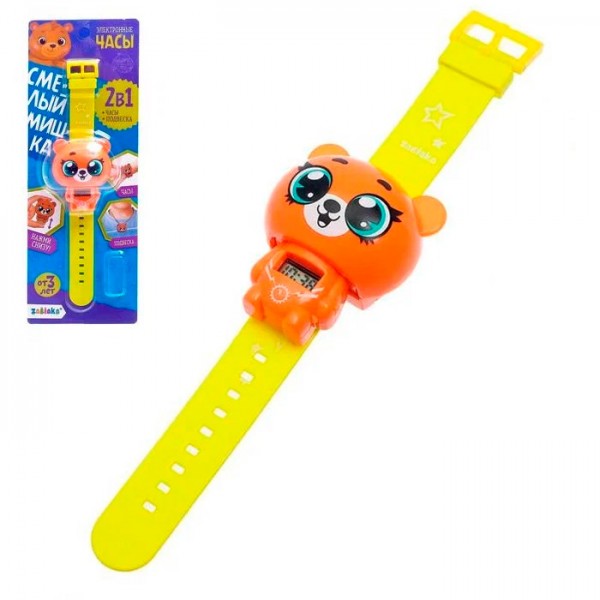 Игрушка на батарейках  часы Смелый Мишка SL-04319 оранжевый  5106498