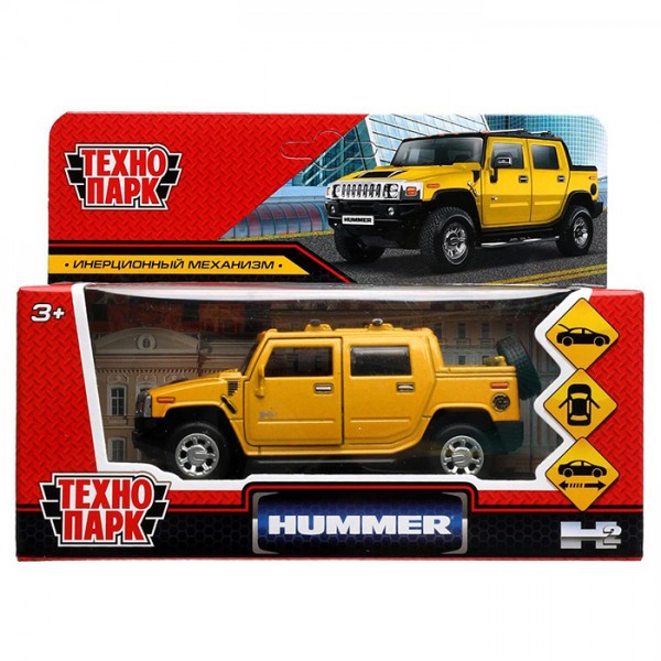 Модель HUM2PICKUP-12-YE HUMMER H2 PICKUP желтый Технопарк в коробке