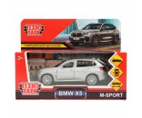 Модель X5-12-SR BMW X5 M-SPORT 12 см, двери, багаж, инерц, серебристый Технопарк  в коробке