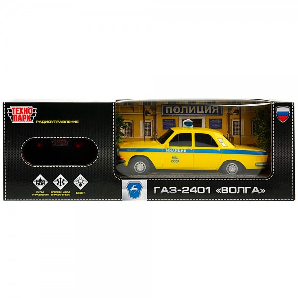 Машина на радиоуправлении 2401-21RCL-POL-YE ГАЗ -2401 волга ПОЛИЦИЯ 21 см, свет, желт Технопарк в коробке
