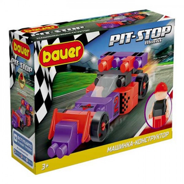 Конструктор Bauer 813 Гоночная машина в коробке Pit Stop (цвет фиолетовый, красный)