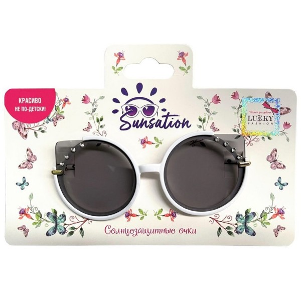  Солнцезащитные очки для детей Кошачий взгляд с декором из страз Т22450 Lukky 