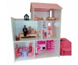 Кукольный домик большой 3 этажа розовая крыша