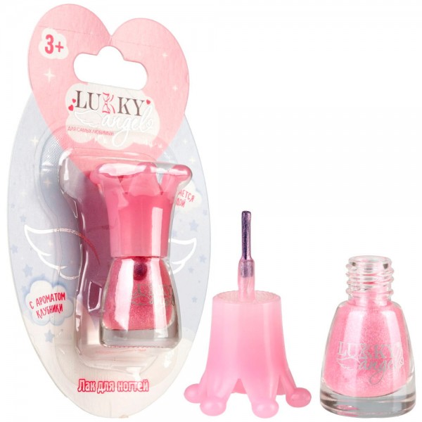 Лак для ногтей розовый перламутр, аромат клубники Т23509 LUKKY на блистере