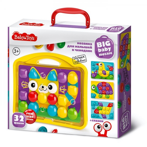 Мозаика для малышей в чемодане Котик d4,5/32 эл Baby Toys 04105