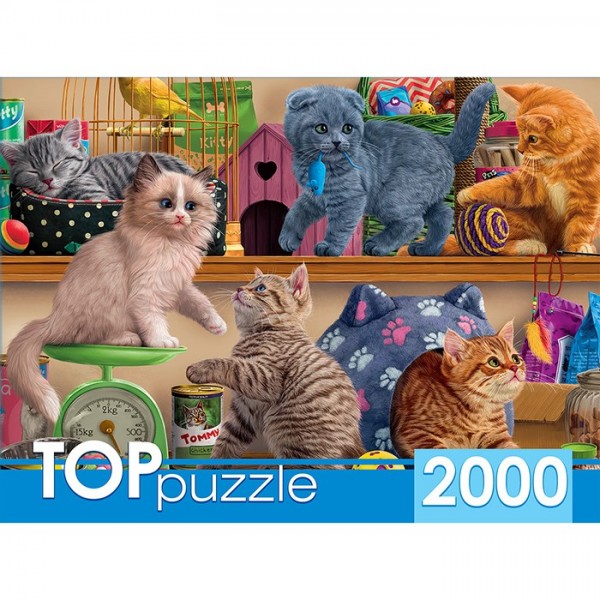 Пазл 2000 Смешные котята в зоомагазине ХТП2000-1596
