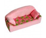 Мебель мягкая Диван,2 подушки Кролики розовые с розовым плюшем НМ-002/1-31