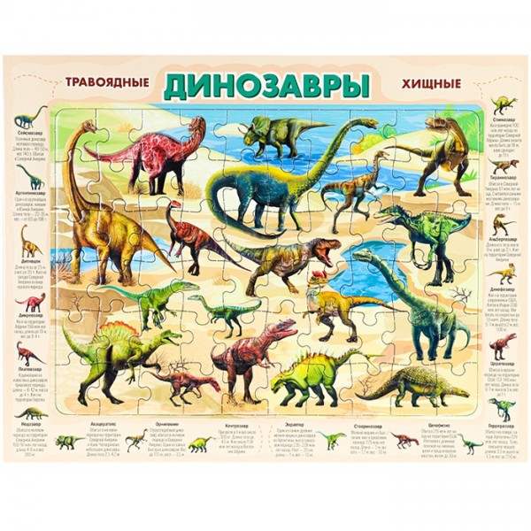 Пазл-рамка 60 Динозавры П60-8736