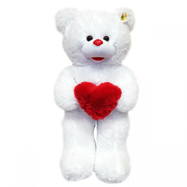 Медведь Бетти с сердцем 80 см белый МБЕС-80б .