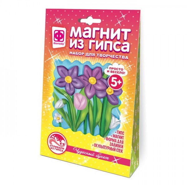 Набор для творчества Магнит из гипса цветы Чудесный букет 707554 Фантазёр