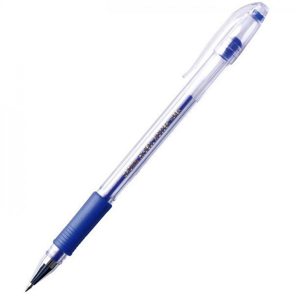 Ручка гелевая синяя 0,5мм Crown Hi-Jell Grip грип 157330