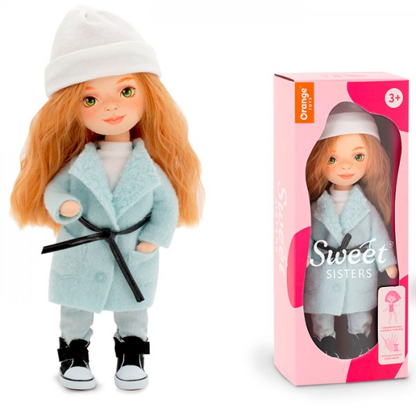 Мягкая кукла Sweet Sisters: Sunny в пальто мятного цвета 32 см, коллекция Европейская зима