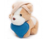 Мягкая игрушка Щенок Оскар 20/25 см с голубым сердцем и в бежевом колпаке с кисточкой 0709020-57-60