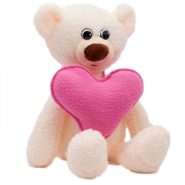 Медведжонок Ермак белый с розовым сердцем 21/30 см 9678W21-33 ДСВ!