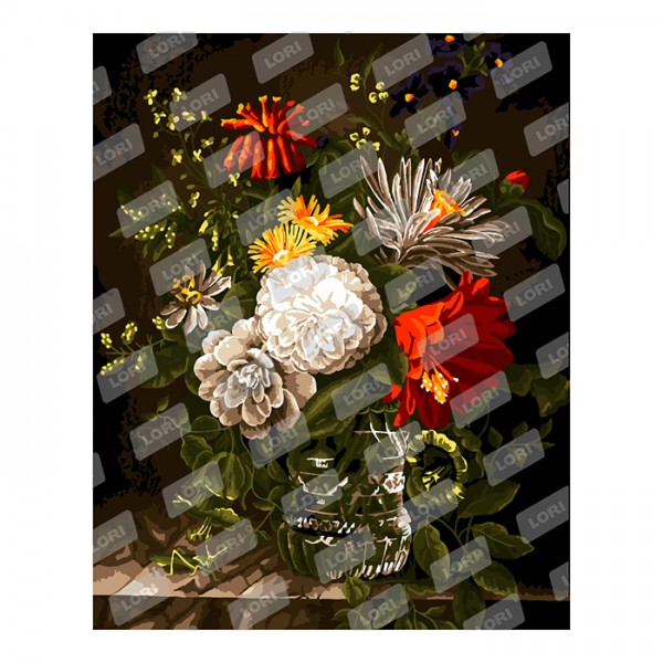 Набор для творчества Картина по номерам Цветы в граненой хрустальной вазе Рх-058 Lori
