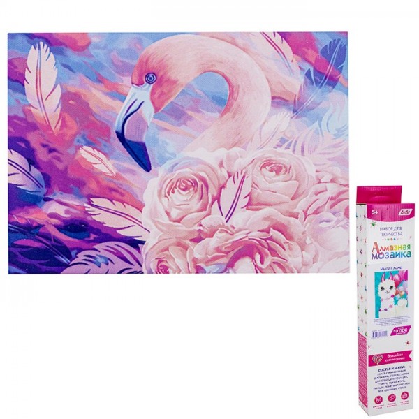 Набор для творчества Алмазная мозаика Розовый фламинго 30*40 см полная выкладка MOZ016