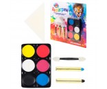 Набор для творчества Аквагрим для детей-6 цветов,карандаш (черный,голубой-2шт),спонж 1шт, аппл 1шт КС-3595