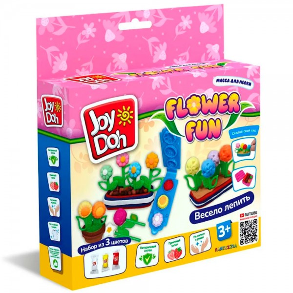 Набор для творчества Масса для лепки Joy Doh набор FLOWER FUN - ЦВЕТЫ,3D формы цветов,8 аксессуаров,3 пакетика с тестом FLOW-60 bag ***