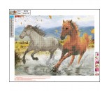 Набор для творчества Алмазная мозаика 5D Бегущие кони 40*50см частичная выкладка 89762